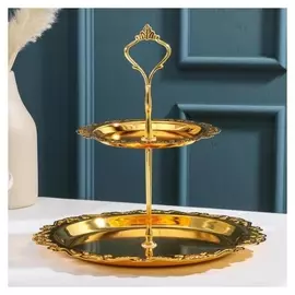 Подставка под фрукты «Изида», 2 яруса, 25×25×26 см, цвет золото