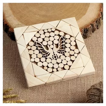 Подставка под горячее "Голуби", 15х15см, дерева