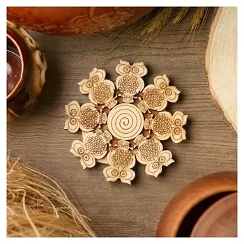 Подставка под горячее «Сова», D=11 см, можжевельник