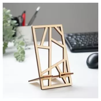 Подставка под телефон "Линии", 15х8 см, белье, дерево