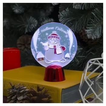 Подставка с динамикой "Снеговик" (Батарейки в комплекте), 11,5 см, 2 Led, белый