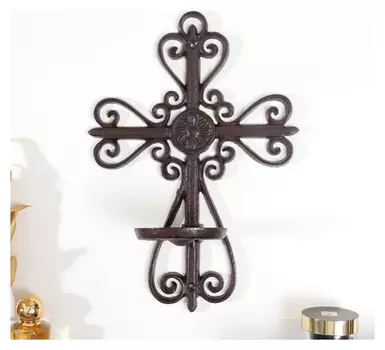 Подсвечник чугун на 1 свечу настенный "Кельт" 34,5х11,5х24 см