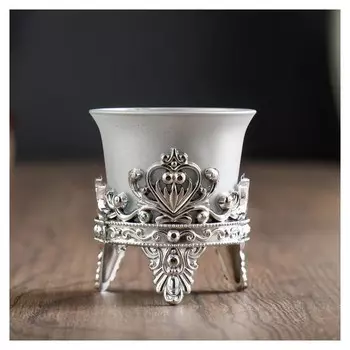 Подсвечник Цветок лотоса, цвет серебристый