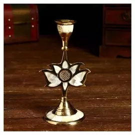 Подсвечник "Цветок востока" латунь, перламутр 7х7х16,5 см