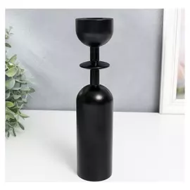 Подсвечник дерево "Геометрия" чёрный 22х5х5 см