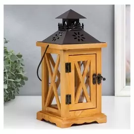 Подсвечник дерево на 1 свечу "Фонарь со ставнями" корица 28х12,5х12,5 см