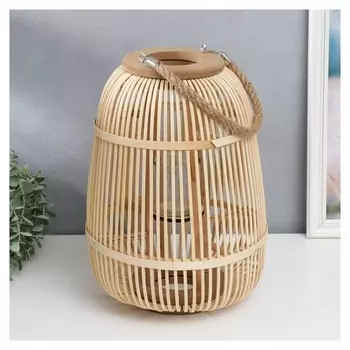 Подсвечник дерево на 1 свечу "Клетка" 37х30х30 см