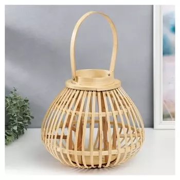 Подсвечник дерево на 1 свечу "Плавные линии" 28х33х33 см