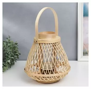 Подсвечник дерево на 1 свечу "Плетение" 25х25х25 см