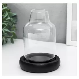 Подсвечник дерево, стекло на 1 свечу "Бутыль" 14,5х10,7х10,7 см