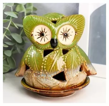 Подсвечник "Филин из листьев" 11х11,5х9,5 см