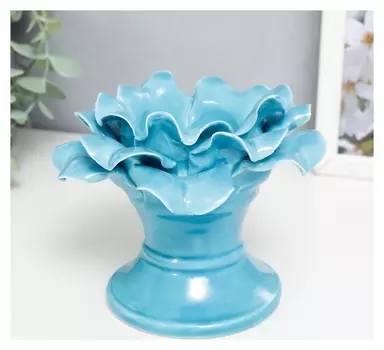 Подсвечник керамика на 1 свечу "Цветок на пьедестале" 10х12х12 см