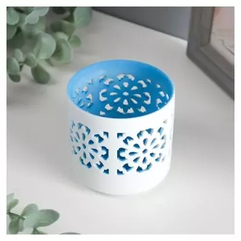 Подсвечник керамика на 1 свечу "Цветы ажур" 7х7х7 см