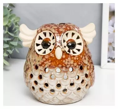 Подсвечник керамика на 1 свечу "Лесной филин" 15х12х12 см