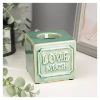 Подсвечник керамика на 1 свечу "Люблю сильно" 8х8,2х8,3 см