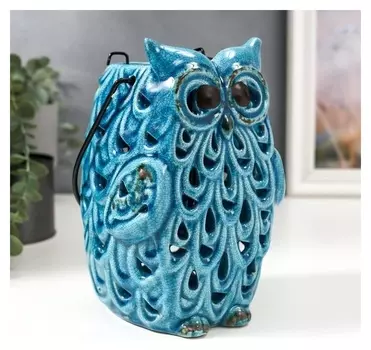 Подсвечник керамика на 1 свечу "Совушка-фонарь лепестки" 19,5х14,5х10,5 см