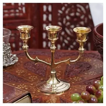 Подсвечник латунь на 3 свечи "Трезубец" 13,5х15,2х7 см