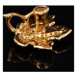 Подсвечник "Листик", золотой, керамика, 8х4 см, 1 сорт