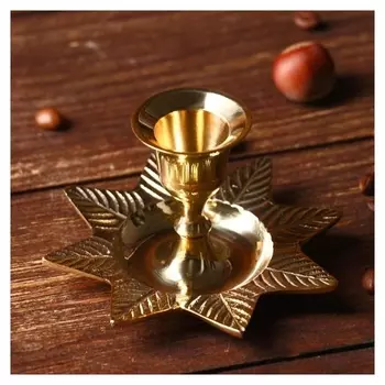 Подсвечник "Листок" на 1 свечу, латунь 9,5х9,5х5 см
