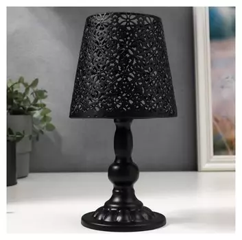 Подсвечник металл на 1 свечу "Абажур с цветами" чёрный 23х11х11 см