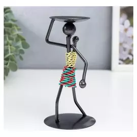 Подсвечник металл на 1 свечу "Аборигенка с ребёнком за спиной" 13х6,5х6,5 см