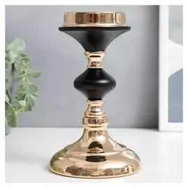 Подсвечник металл на 1 свечу "Чёрная ночь" золото 19х11х11 см