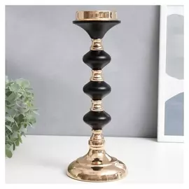 Подсвечник металл на 1 свечу "Чёрная ночь" золото 30х11х11 см