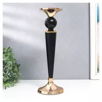 Подсвечник металл на 1 свечу "Давид" чёрный с золотом 33,3х11,5х11,5 см