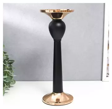 Подсвечник металл на 1 свечу "Голиаф" чёрный с золотом 25,5х9х9 см