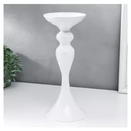 Подсвечник металл на 1 свечу "Изящный" белоснежный 32х13х13 см