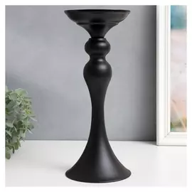Подсвечник металл на 1 свечу "Изящный" чёрный матовый 31,5х12,5х12,5 см