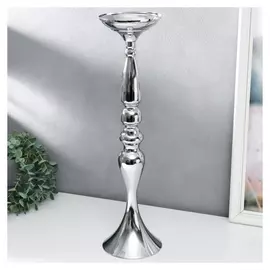 Подсвечник металл на 1 свечу "Изящный" серебристый 50х13х13 см