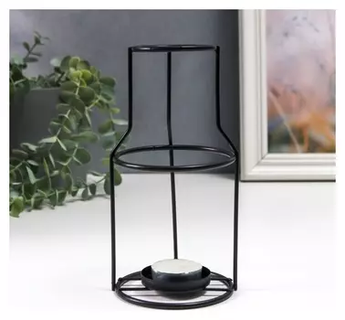 Подсвечник металл на 1 свечу "Лофт. бутыль" чёрный 18,5х9х9 см