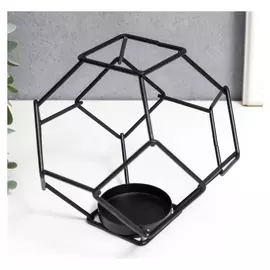 Подсвечник металл на 1 свечу лофт "Грани" чёрный 13х13х13 см