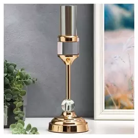 Подсвечник металл на 1 свечу "Прозрачность" золото 36х12х12 см