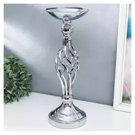 Подсвечник металл на 1 свечу "Сплетение" серебро 40х14х15 см