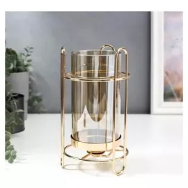 Подсвечник металл на 1 свечу "Стакан в оправе" золото 21х11х11 см