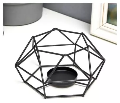 Подсвечник металл на 1 свечу "Тетраэдр" чёрный 7х15х13,5 см