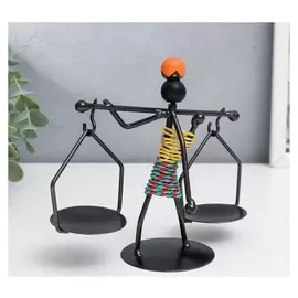 Подсвечник металл на 2 свечи "Аборигенка с ребёнком за спиной" 14,5х6,5х12,5 см