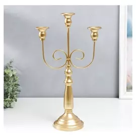 Подсвечник металл на 3 свечи "Канделябр. завитки" золотой 43х24х11,5 см