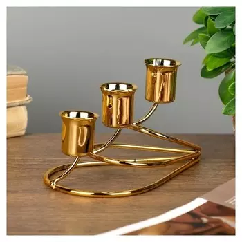 Подсвечник металл на 3 свечи "Капли" 15х9х9 см