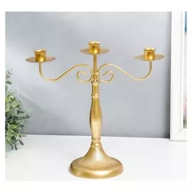 Подсвечник металл на 3 свечи "Прованс" золотой 30х13х32 см