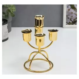 Подсвечник металл на 5 свечей "Факел" золото 16х9х9 см