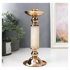 Подсвечник металл, нефрит на 1 свечу "Кремовый" 25х11х11 см