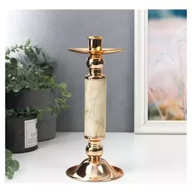 Подсвечник металл, нефрит на 1 свечу "С разводами" 25х11х11 см