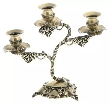 Подсвечник металлический на 3 свечи Виноградная лоза Цвет хромированный