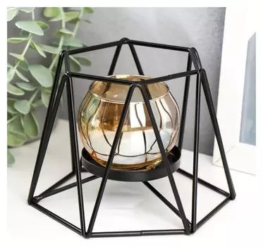 Подсвечник на 1 свечу "Чёрные треугольники" 10х13,5х13,5 см