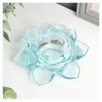 Подсвечник на 1 свечу, цвет голубой 5,5х12х12 см Лотос