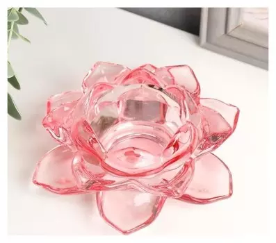 Подсвечник на 1 свечу, цвет розовый 5,5х12х12 см Лотос