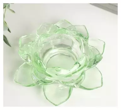 Подсвечник на 1 свечу, цвет зелёный 5,5х12х12 см Лотос